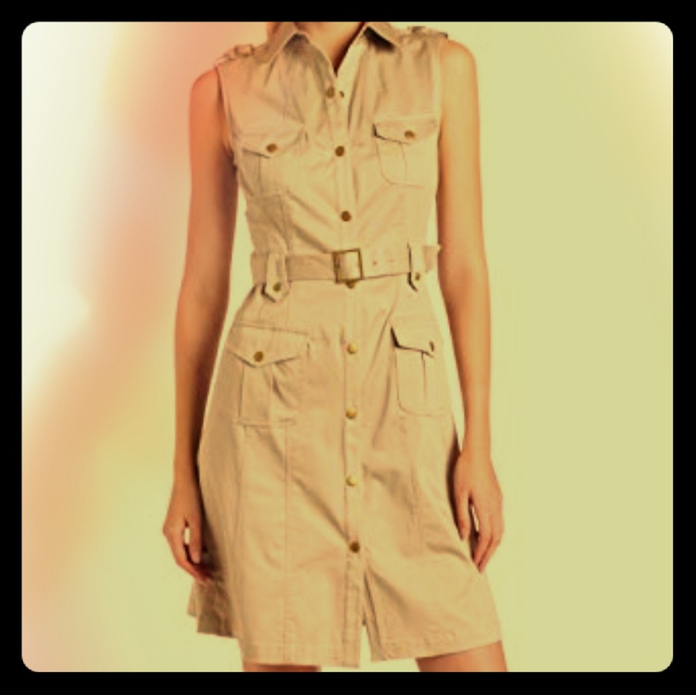 Olive Green Calvin Klein Shirt Dress